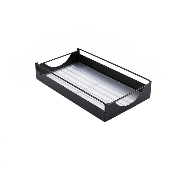 Kuchenna półka do przechowywania, kosz na jednej szynie do szafki, wysuwana półka pod zlew, czarna, 40,1*22,7*8,5 cm