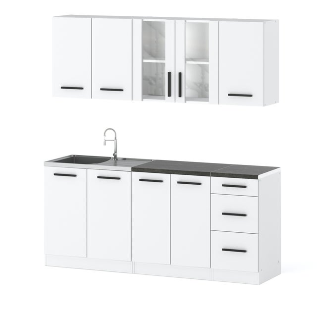 Meble kuchenne białe mat nowoczesne rest 2.0m zestaw kuchenny modułowy