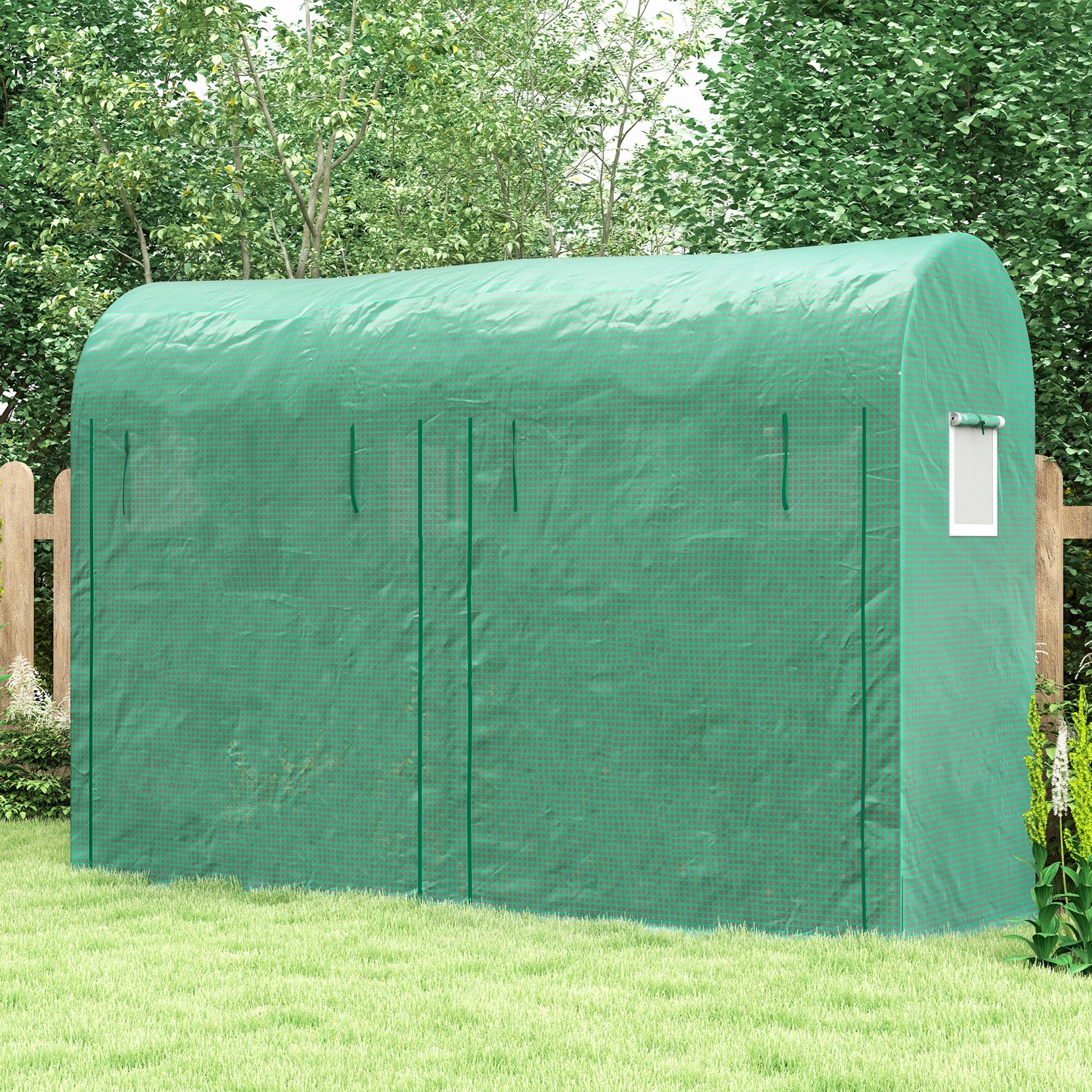 Serre de jardin - Outsunny - petite serre de balcon bâche pe portes et fenêtres roulantes - acier - 300 x 100 x 200 cm - vert - 7