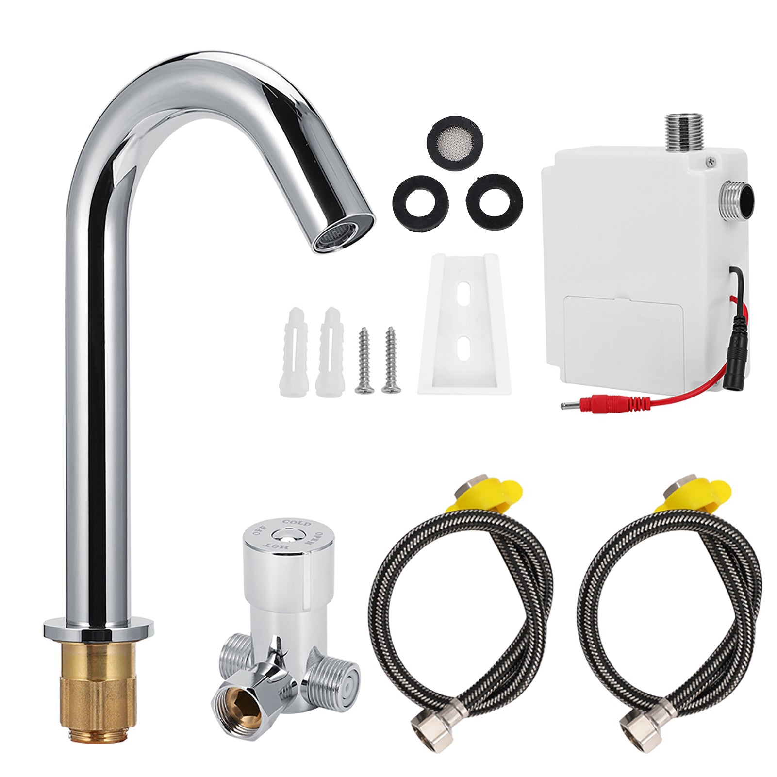 Rubinetto Automatico A Infrarossi Per Lavabo - Sensore A Batterie, G1/2", Singolo Freddo, Con Scatola Di Controllo