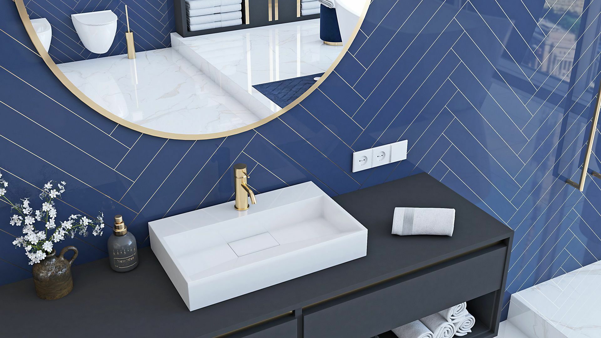 Umywalka Nablatowa Rea Goya Biały 60 X 37