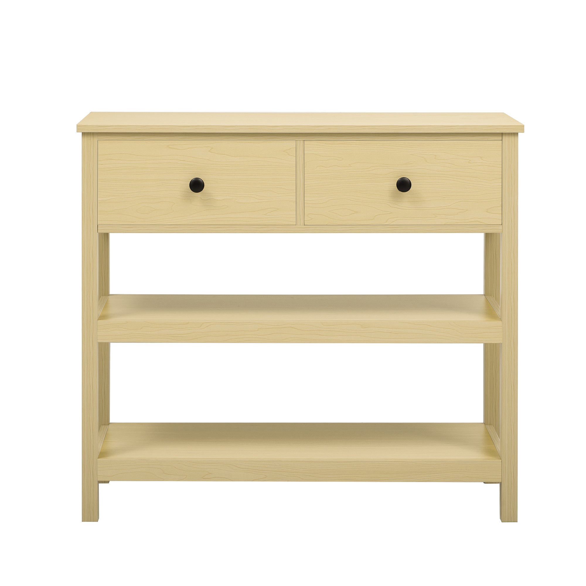 Table console moderne - avec 2 tiroirs - avec des étagères ouvertes - Naturel - 4