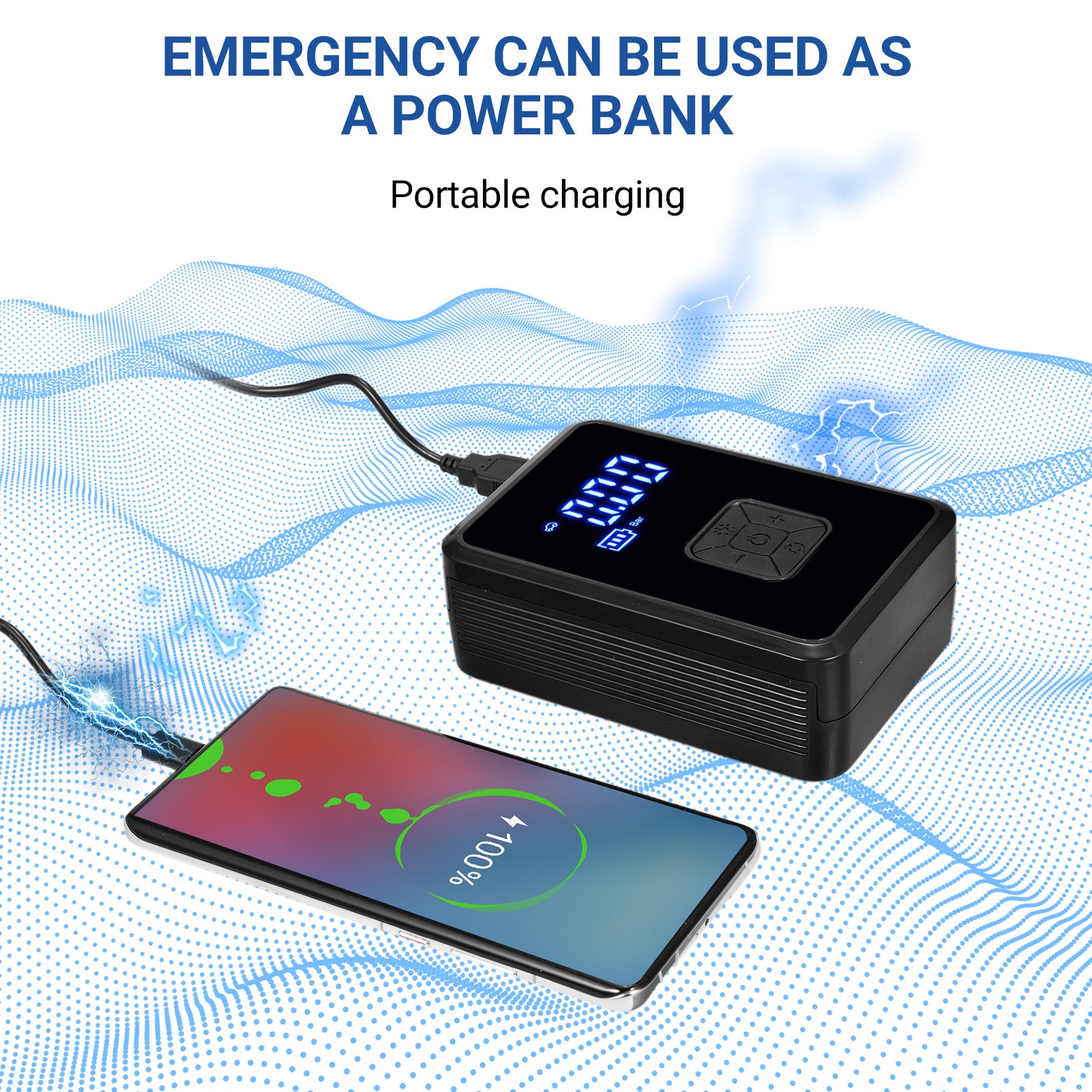 Gonfiatore portatile per pneumatici da 150 psi, gonfiatore rapido, adatto per pneumatici di auto e biciclette, senza fili - 8