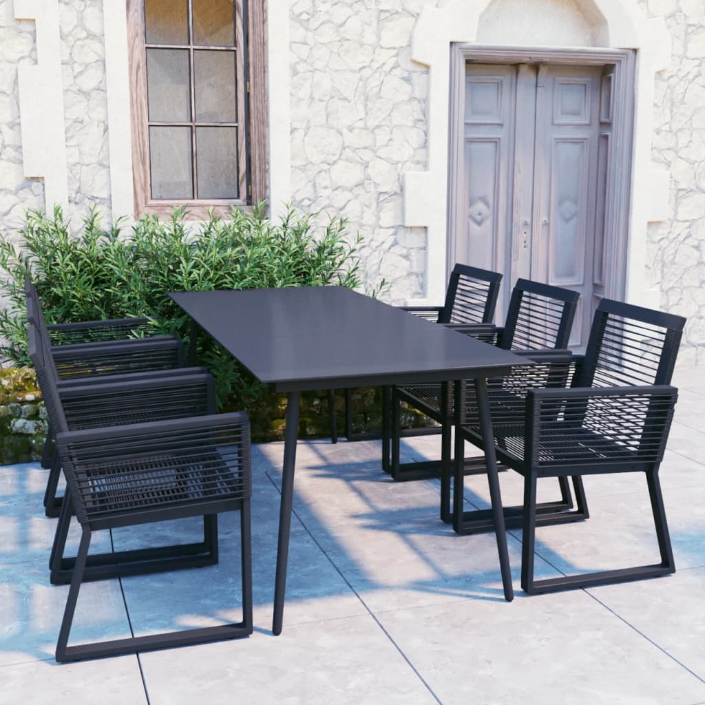 7-cz. zestaw mebli ogrodowych, rattan PVC, czarny vidaXL