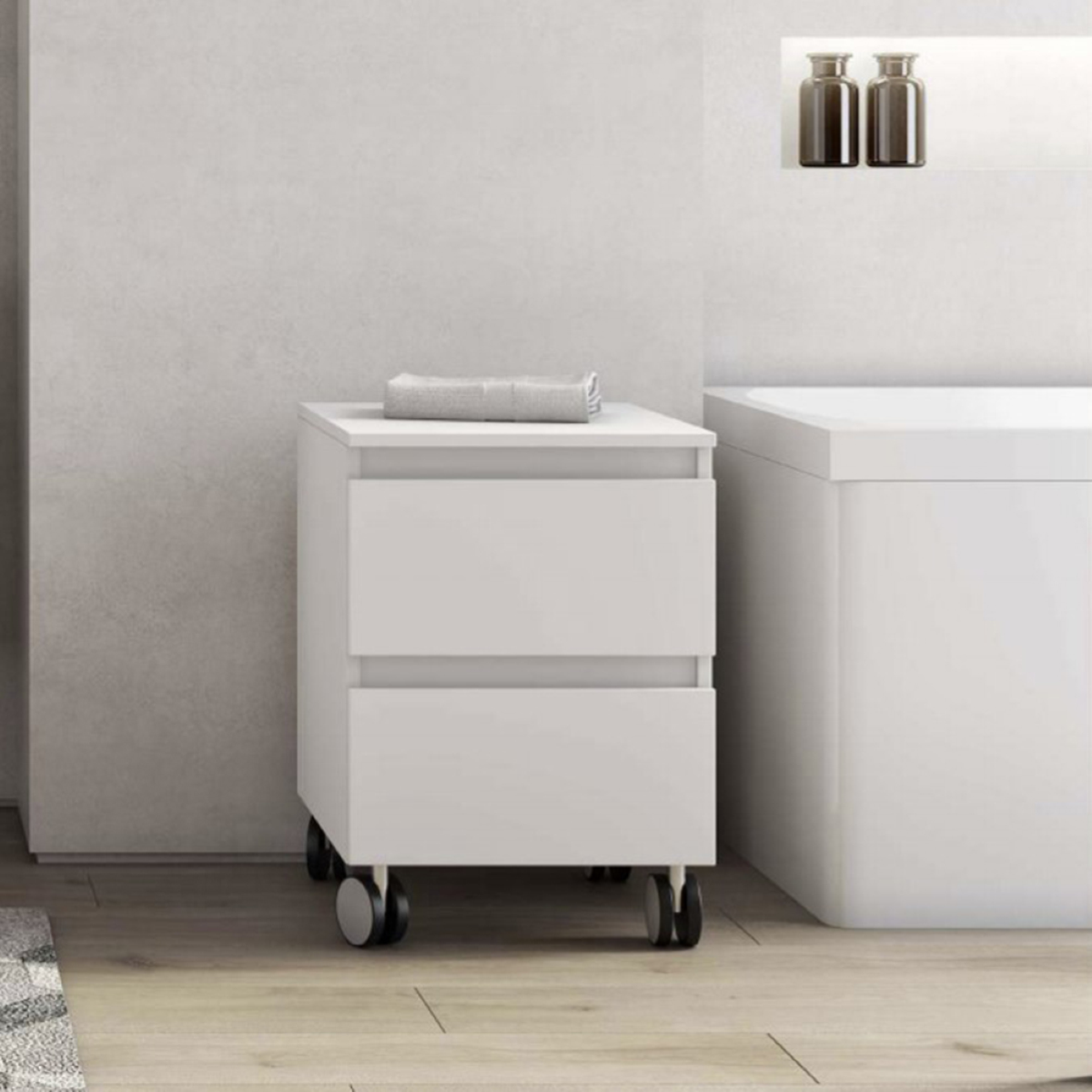 Mobiletto Bagno 4 Ruote E Ante Scorrevoli Carrello Salvaspazio Stretto Multiuso 84165703