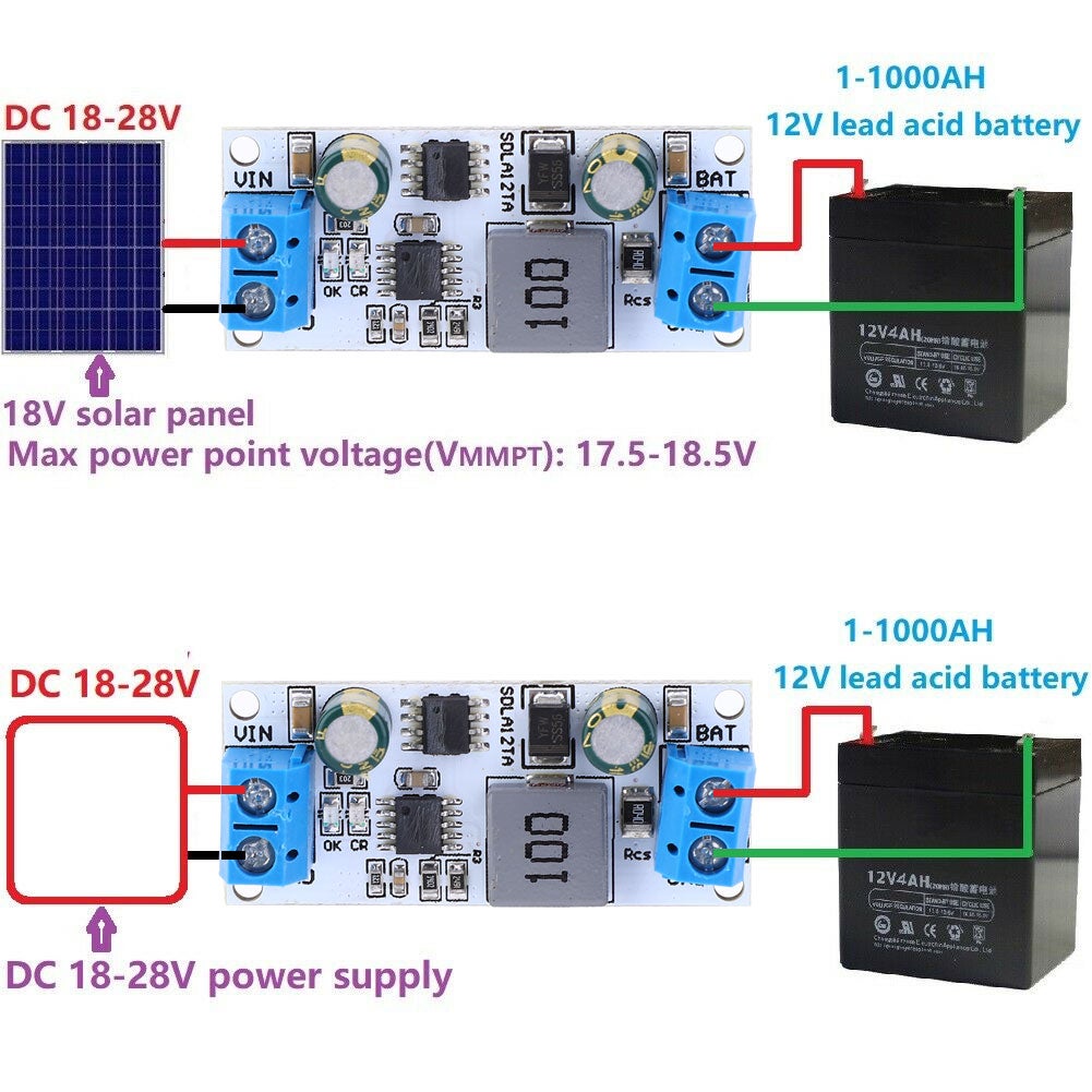 Modulo di ricarica del controller solare MPPT SDLA12Ta SDLA12TB per batterie al piombo-acido da 12 V 1-1000 AH (con terminale) - 6