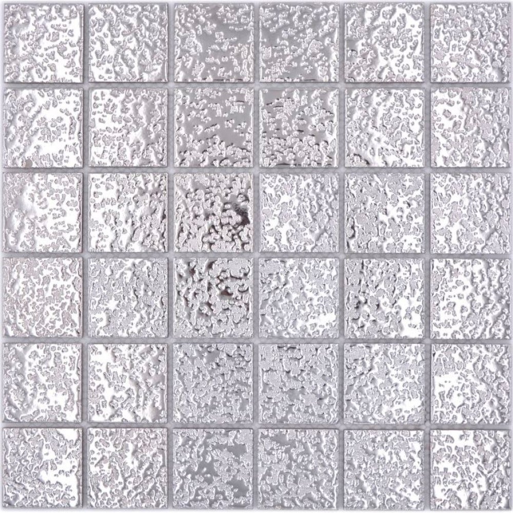 10 Plaques De Mosaïque Céramique Martelé Aspect Argenté – Déco Murale Et Crédence Cuisine/salle De Bain