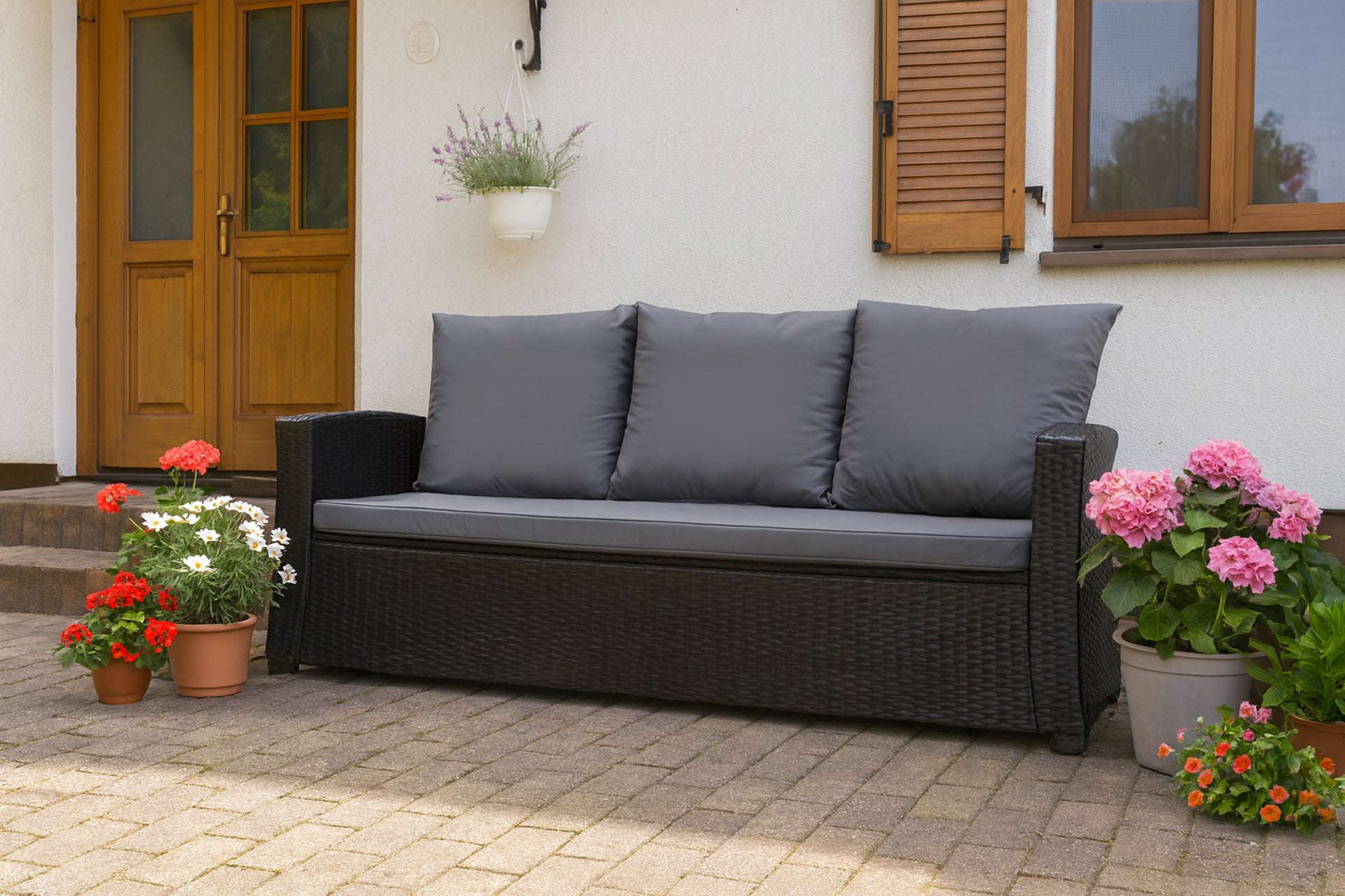 Poduszka ogrodowa na sofę rattanową 110x60x50cm poduszka na meble rattanowe antracyt, poduszka na balkon taras, poduszki na meble ogrodowe - 4