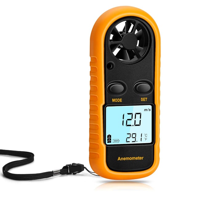Anemômetro digital leve e portátil – Mede a velocidade do vento e a temperatura com tela LCD – Ideal para empinar pipa