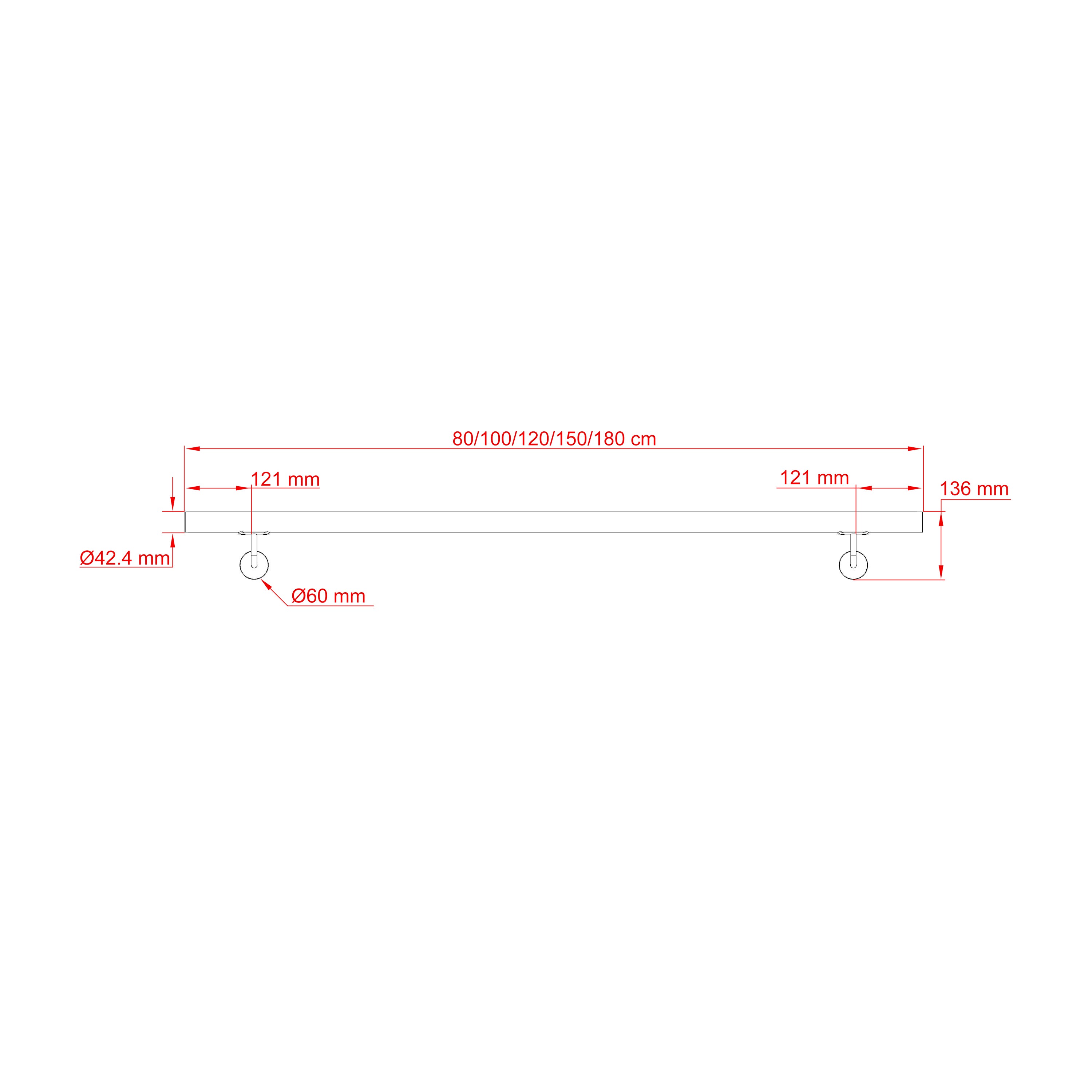 Main courante 100cm, inox 304, Design naturel aspect bois, rampe d'escalier ronde, Ø42.4mm, avec 2 supports muraux, intérieur & extérieur - 2