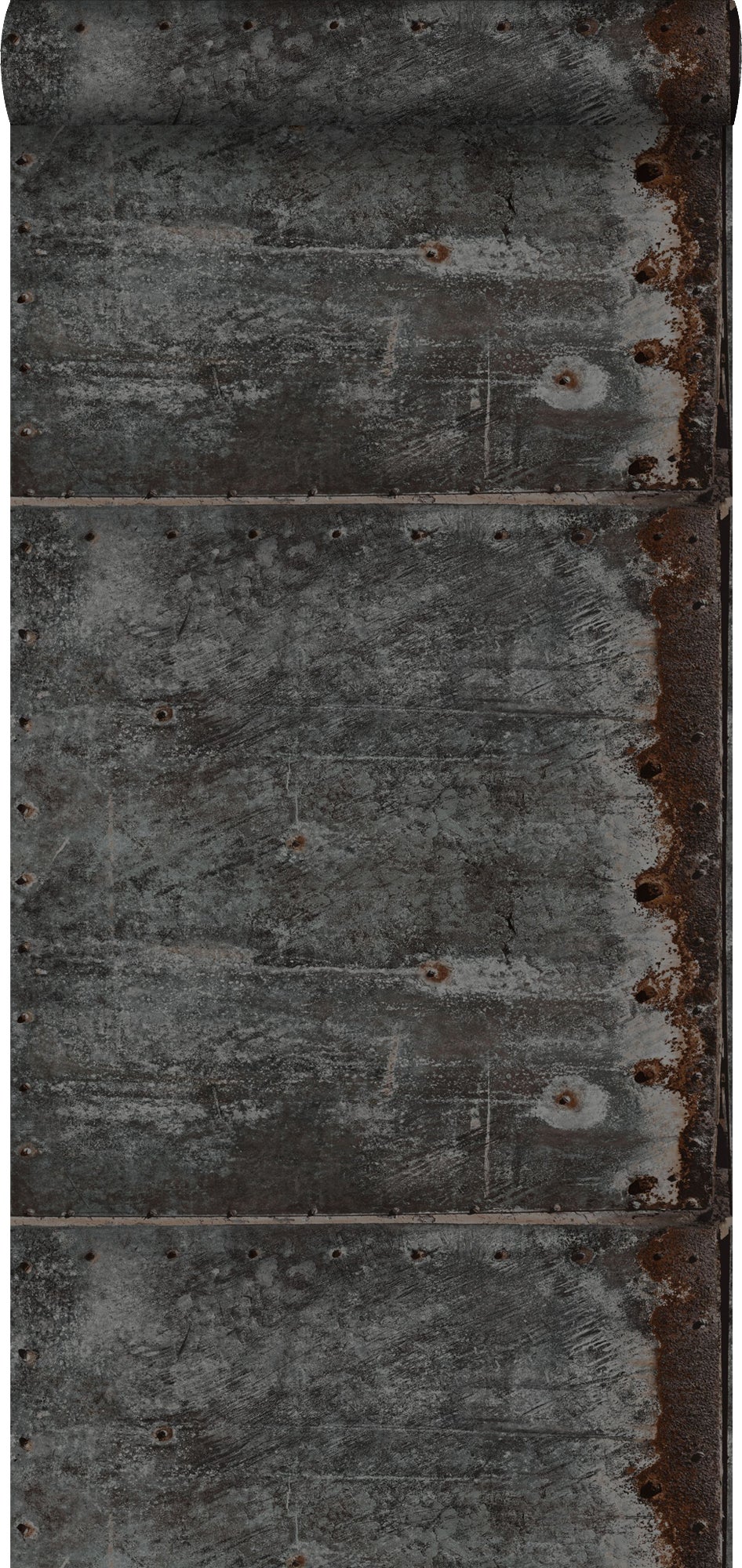 Tapeta metalowe talerze czarnymIrdzawy brąz - 53 cm x 10.05 m - ESTAHOME