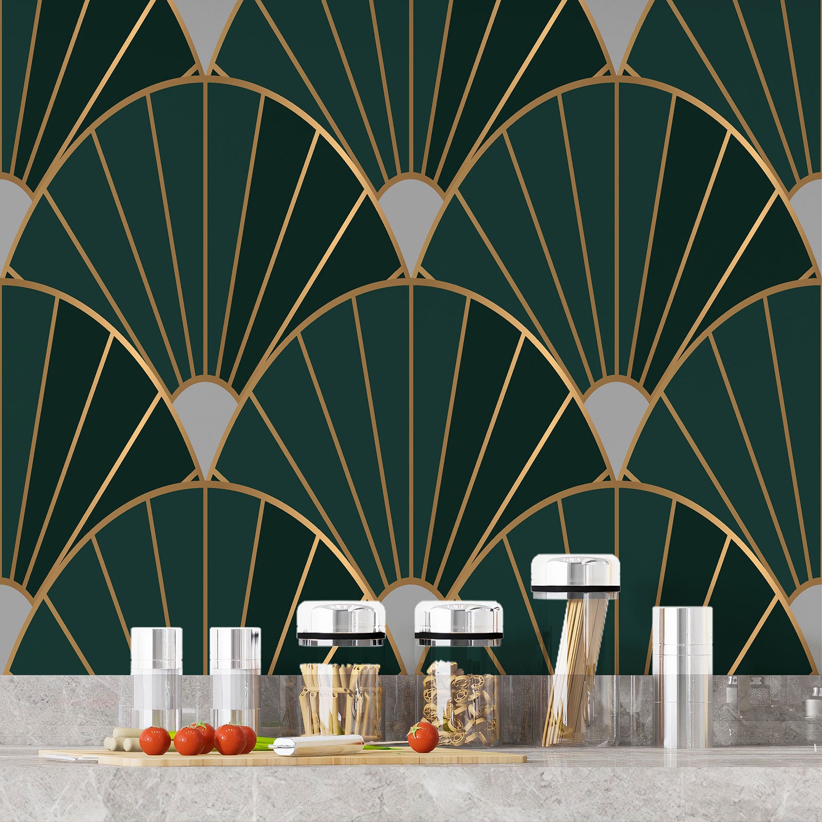 Crédence adhésive sticker décoratif pour cuisine - Motif élégant - Adhésif BRILLANT - 60x60 cm - 4