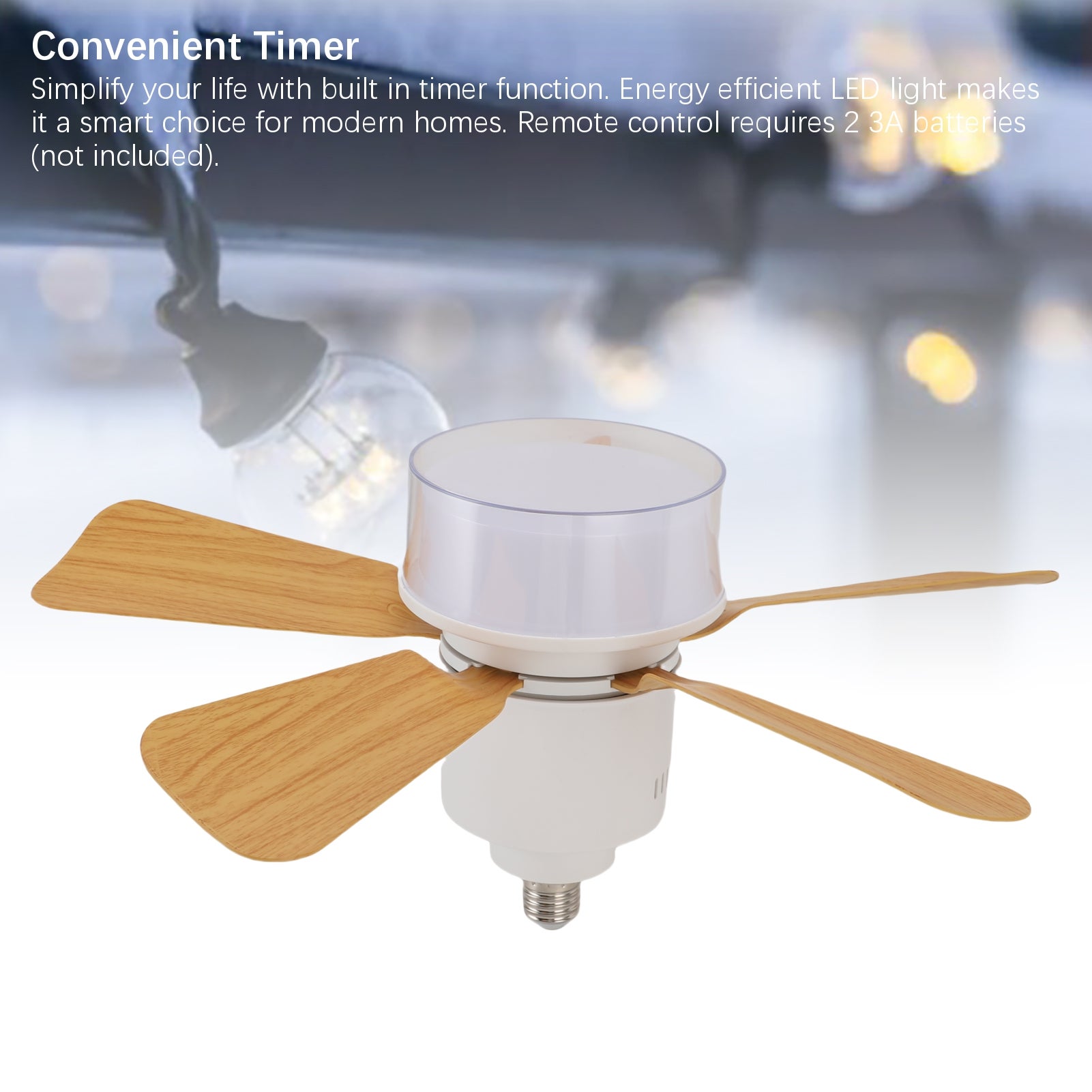 Ventilador de techo con casquillo E26/E27, luz LED regulable, mando a ...
