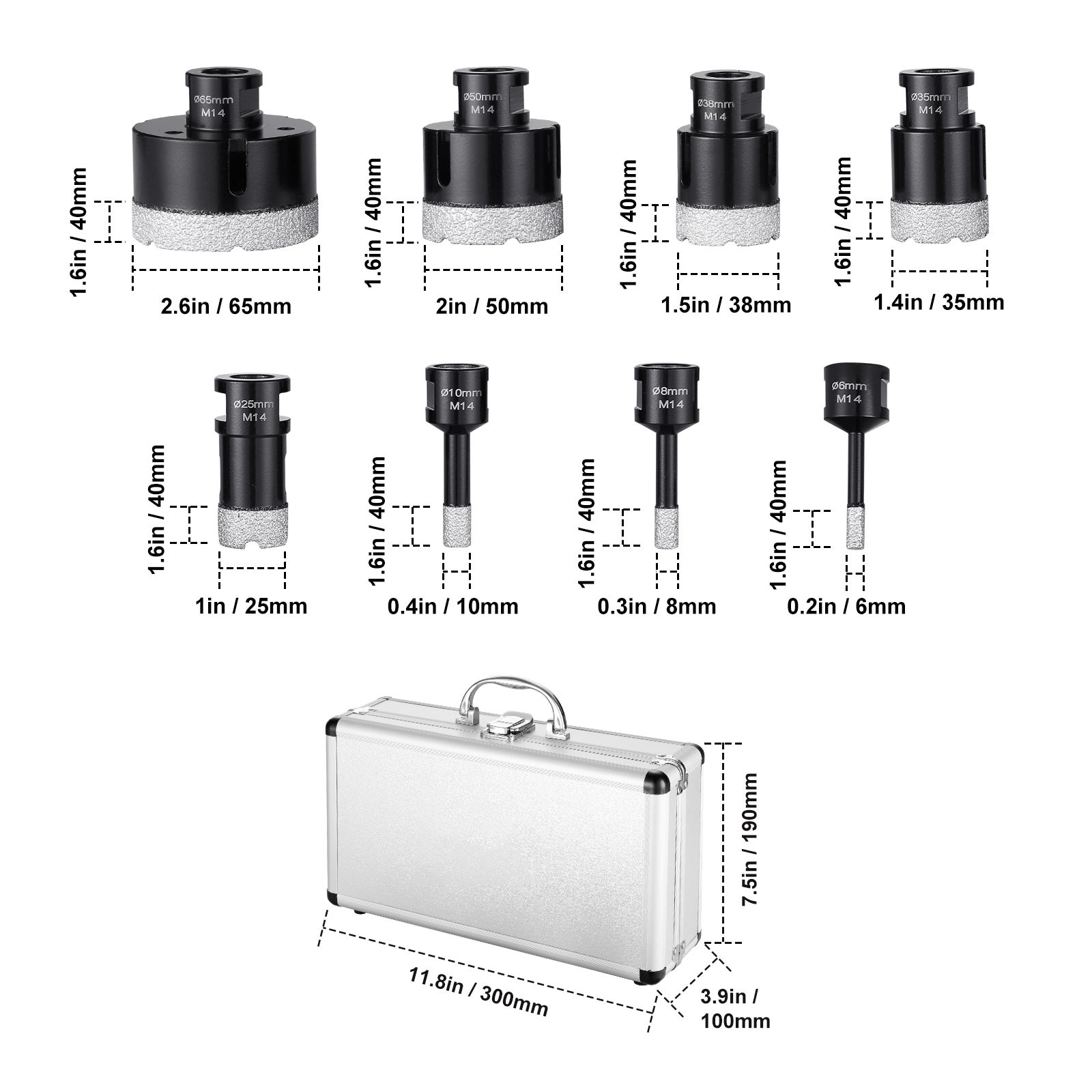 Set De 10 Scies-cloches Diamantées - SODIAL, Pour Carrelage Et Céramique