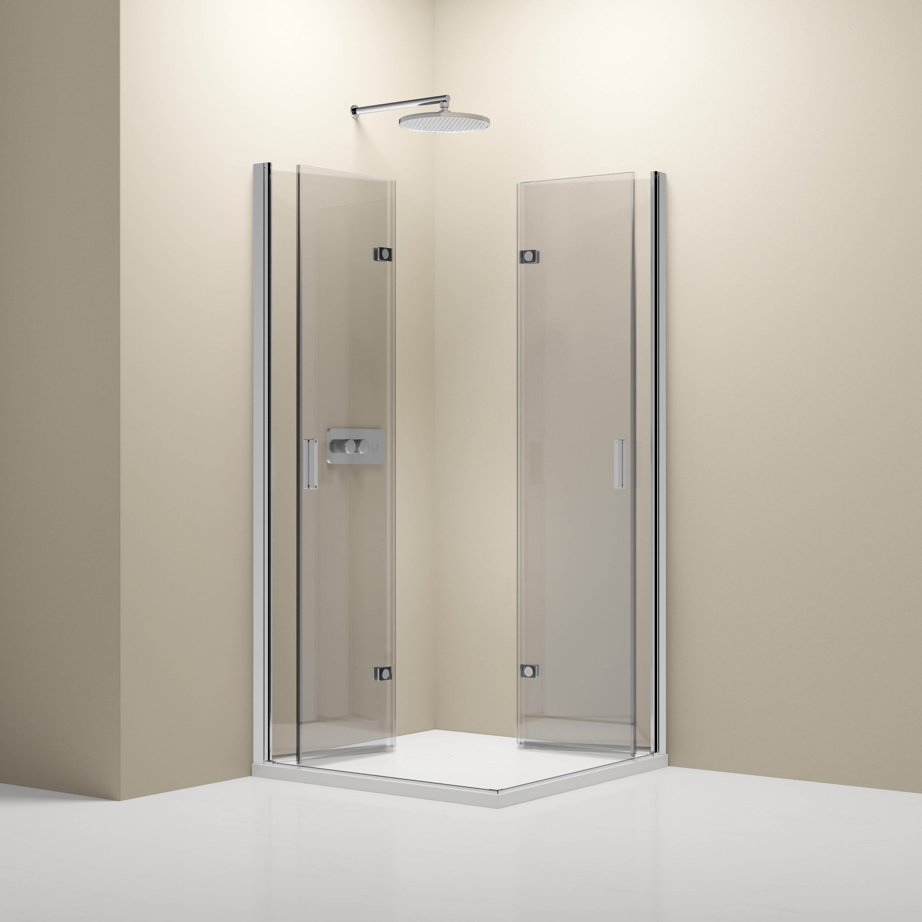 BERNSTEIN - Cabine de douche d'angle 100x100x190cm (LxPxH) verre 8mm, 2 portes pliantes, Profilé chrome - NT213 - 2