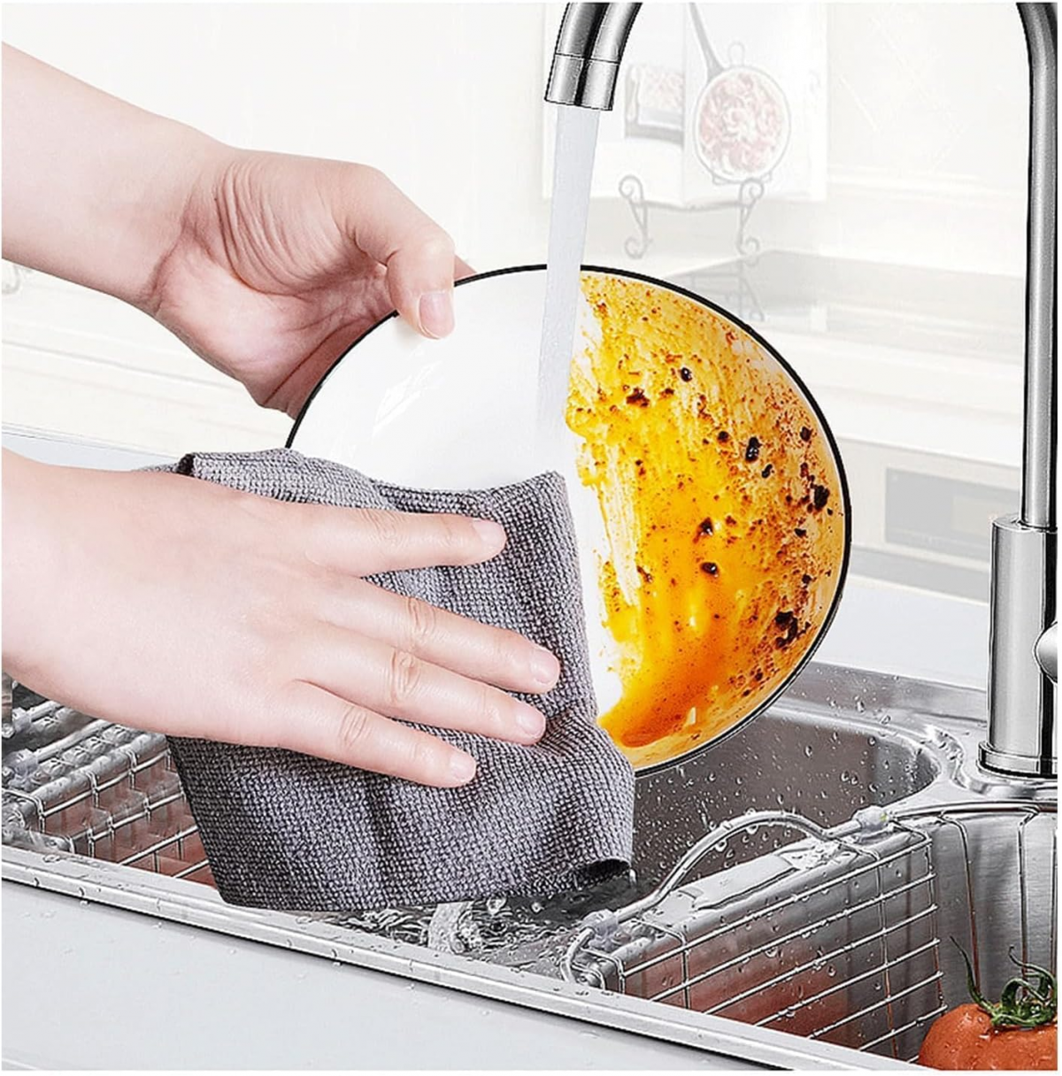 20 pièces Chiffons de Nettoyage en Microfibre réutilisables - 25 x 25 cm - Chiffons de Nettoyage Déchirables - pour la Cuisine, la Voiture, la fenêtre - 3