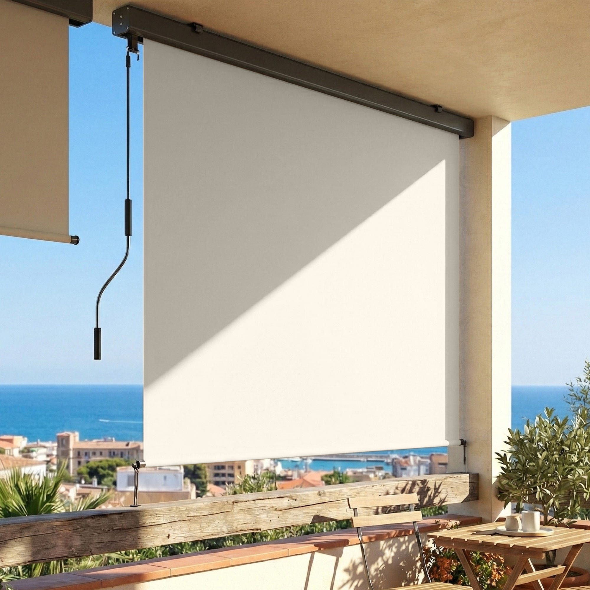 Color Creama Estor enrollable exterior. Estor vertical exterior con manivela y ...