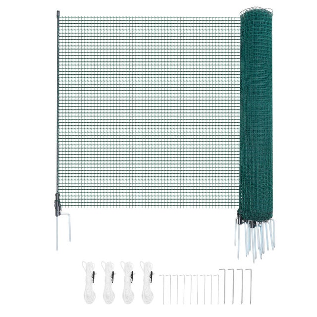 Cloture Filet Portable SucceBuy 15x0,9 m Filet de Cloture en Plastique pour Animaux, Poules, Plantes, Jardin, Exterieur, Mailles Fines, avec Poteaux