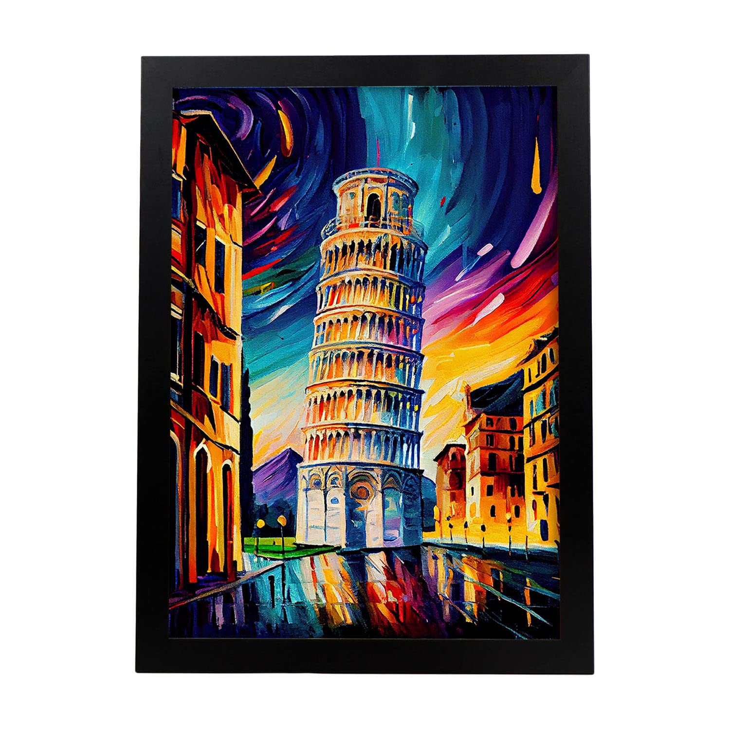 Nacnic poster de torre de pisa en estilo pintura al óleo ilustraciones de monumentos en estilo fotográfico a todo color diseño y a3 marco negro