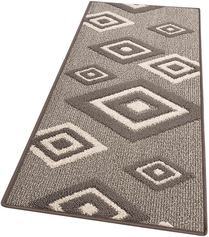 Dywan Kuchenny 57x270 cm Antypoślizgowa 100% Made in Italy Zmywalny Nowoczesny Romby 3D Beżowy
