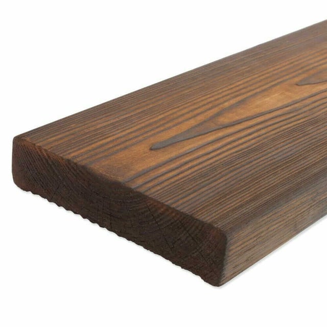 Lames de terrasse en pin carbonisé / brûlé brun clair 28 × 120 × 2000 mm – 10 m²