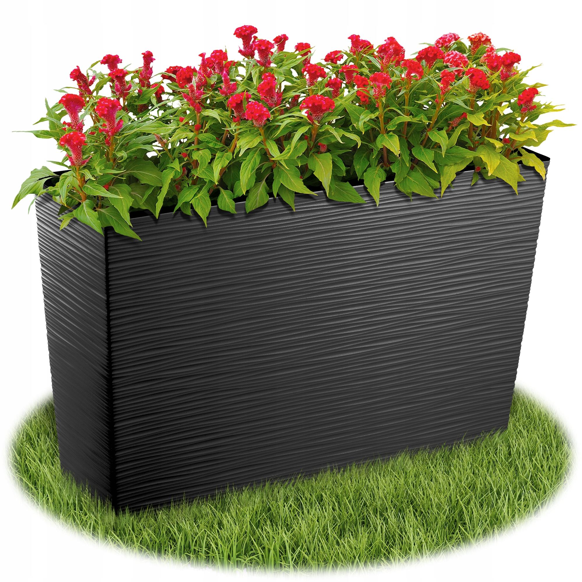 Vaso de flores KADAX Vaso de flores + plantador de inserção Plantador de terraço alto preto 19x56cm - 5