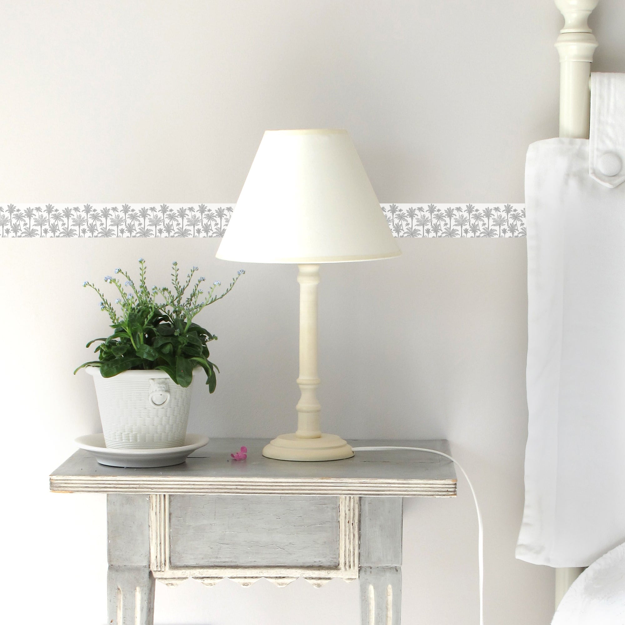 Friso decorativo, friso adesivo cinza cinza, padrão de palmeira cinza, 5 cm x 300 cm - 3