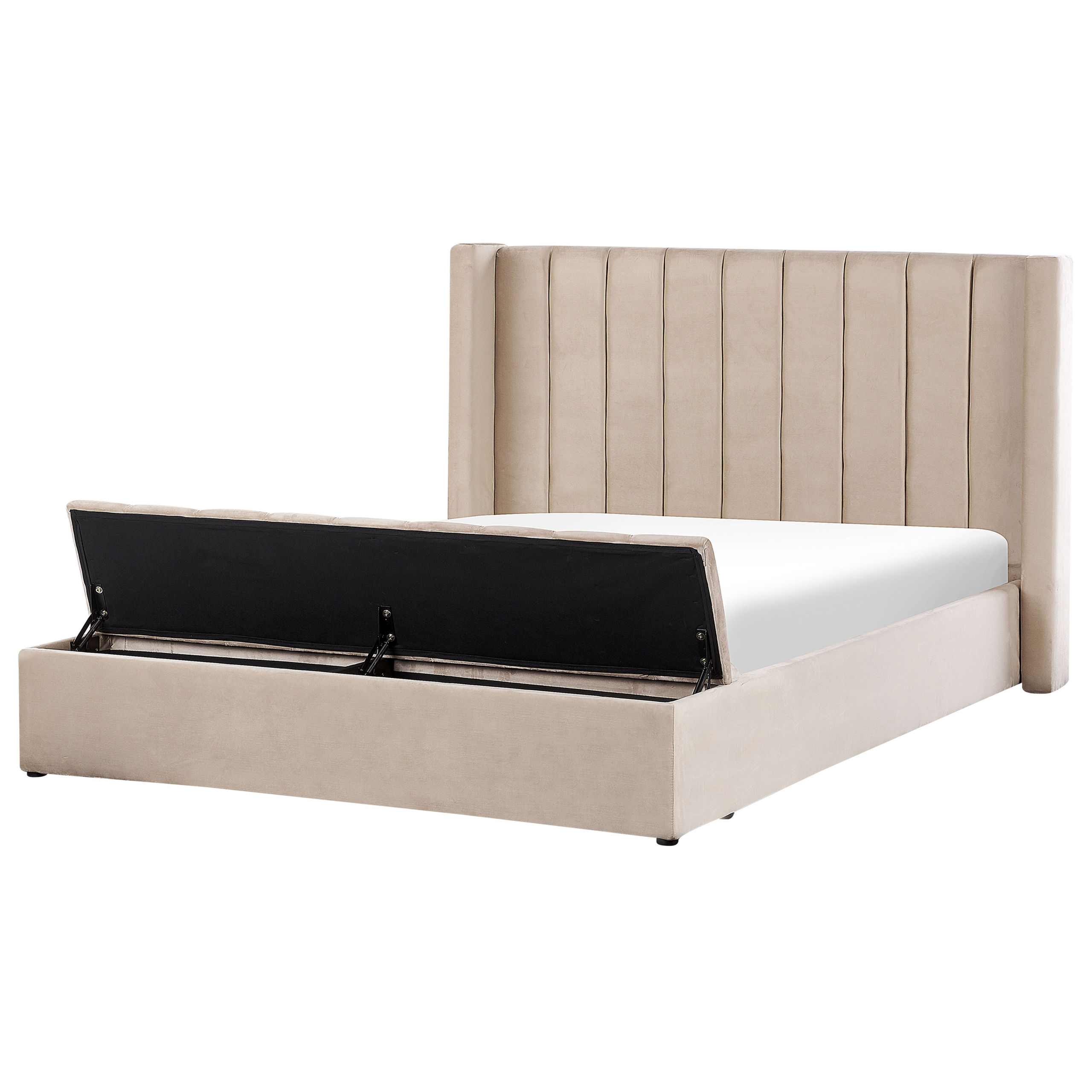 Letto Matrimoniale Ad Acqua Velluto Beige Con Panca Portaoggetti 180 X 200 Cm Noyers 91855256