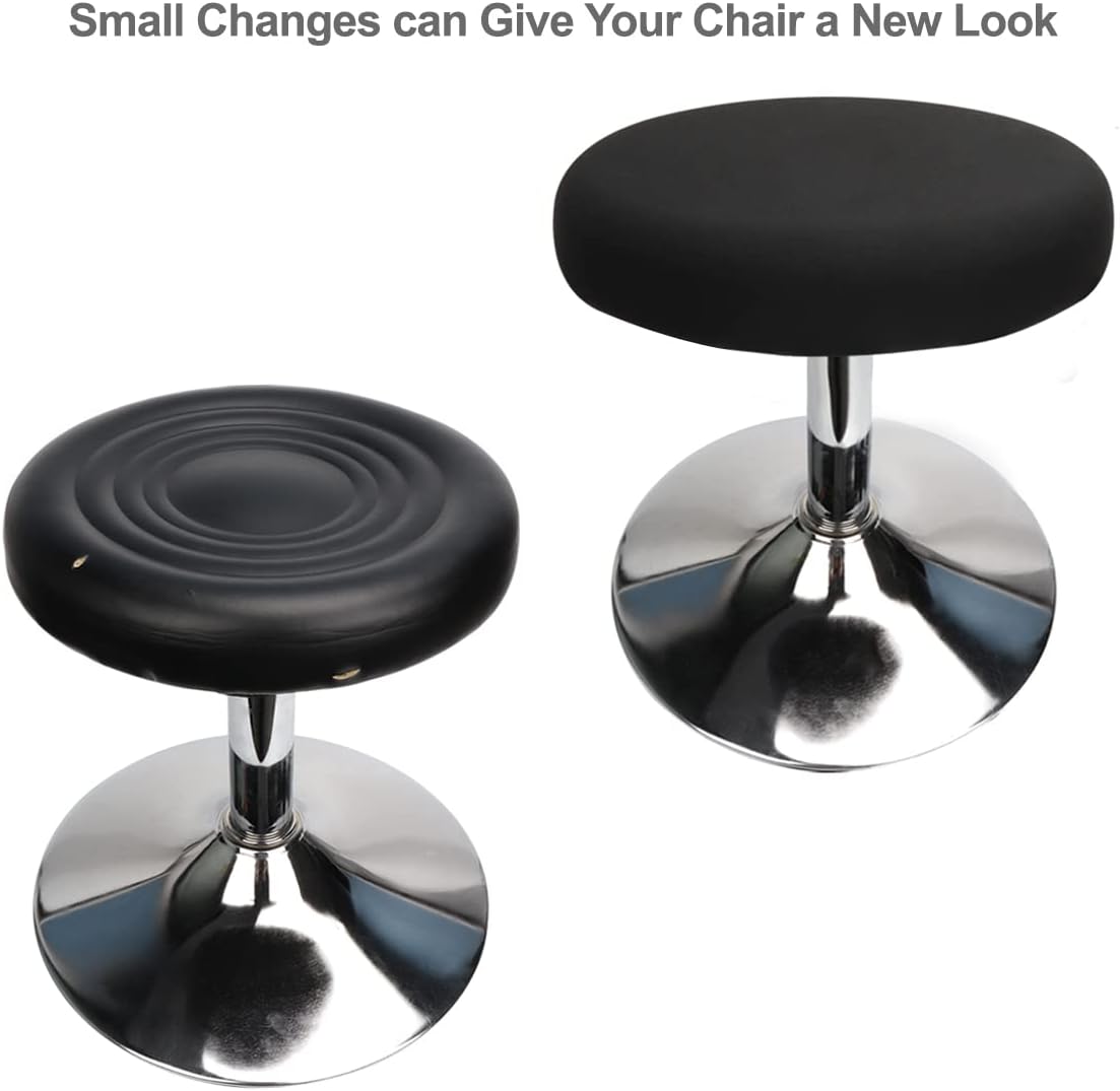 (4 Pièces Noir)Housse Tabouret Rond Housse Tabouret de Bar, Tissu de Luxe, Diamètre 30-40cm, Extensible, Infroissable, Lavable et Anti-Poussière - 2