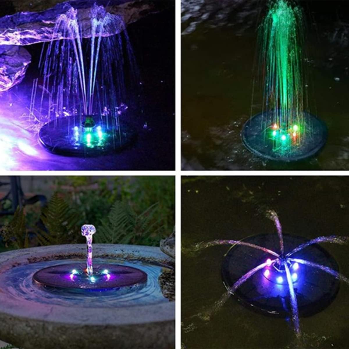Fontaine solaire avec lumière Fontaine solaire Fontaine de jardin paysager,7 V/3 W - 5
