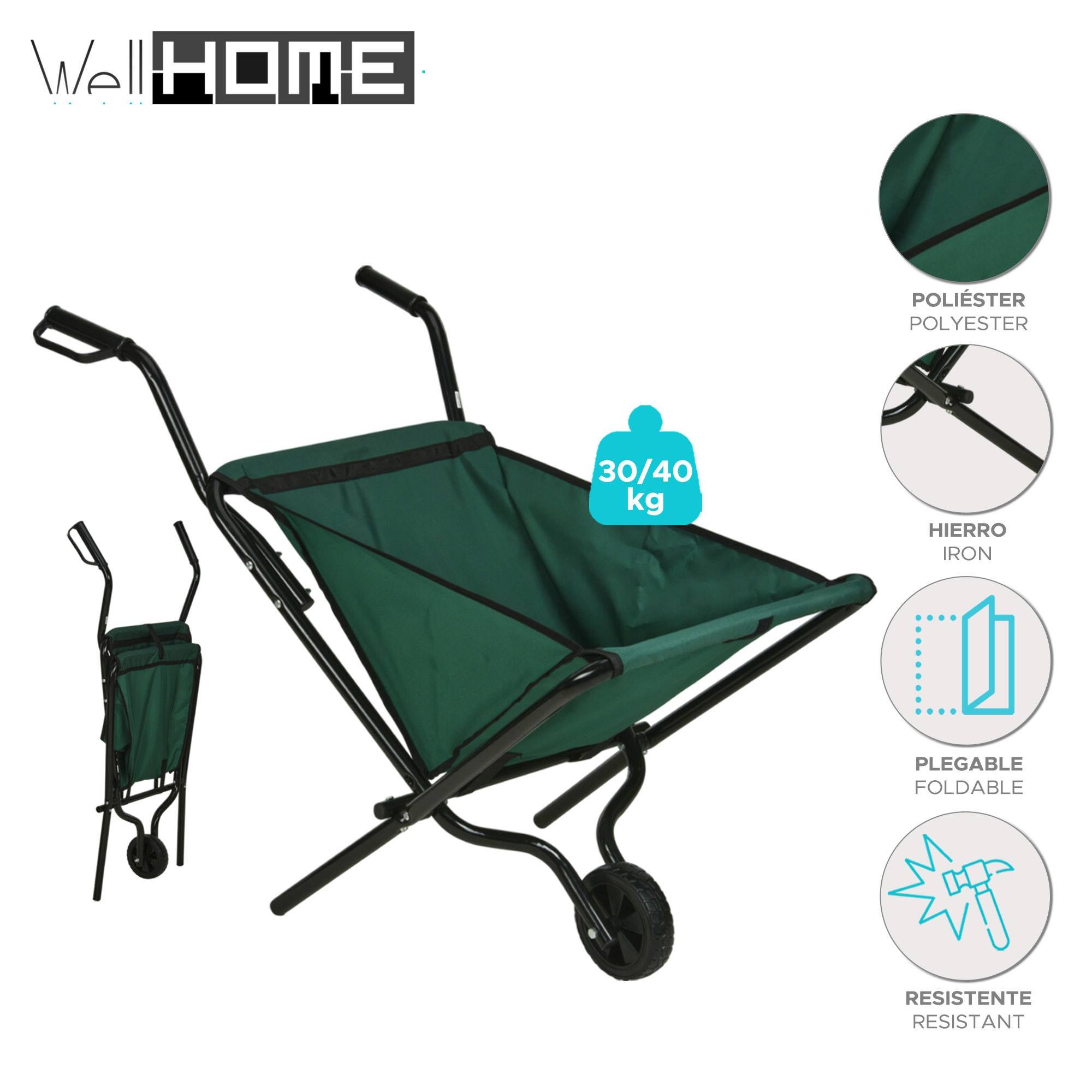 Chariot de chargement pliable vert WellHome - Charge maximale 30-40 kg - 2