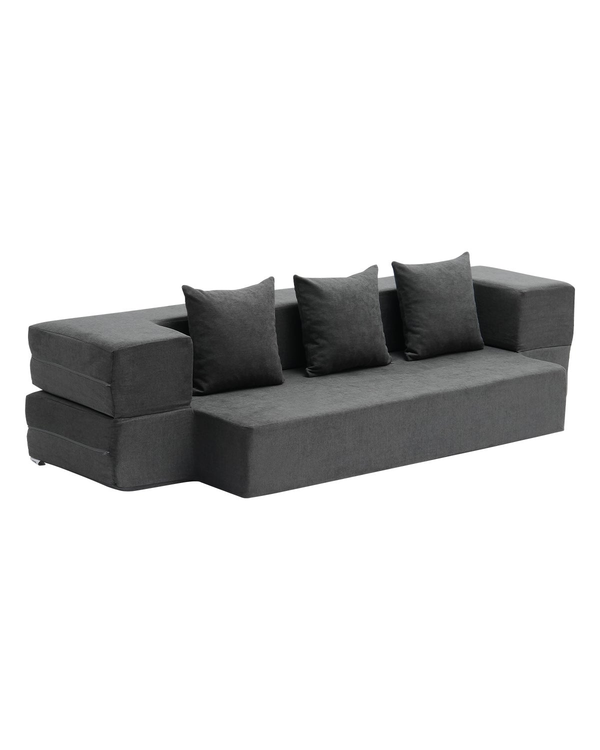 Sofa rozkładana Sofa rozkładana 3 w 1 Składana kanapa z 3 poduszkami Ciemnoszara (TWIN) VEVOR