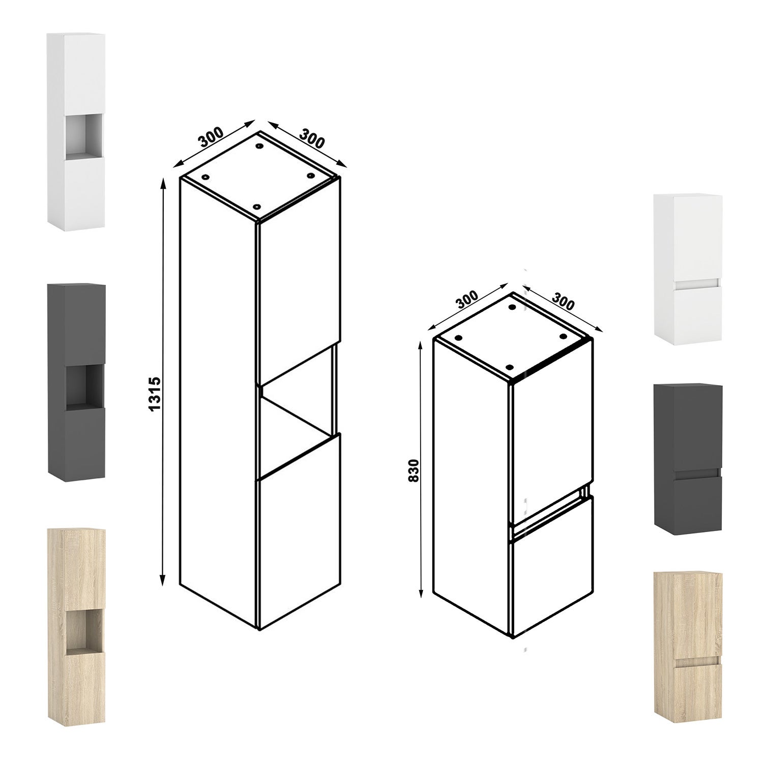 Ensemble meuble de salle de bain 120cm vasque + colonne de rangement + miroir Chêne Wotan - 5
