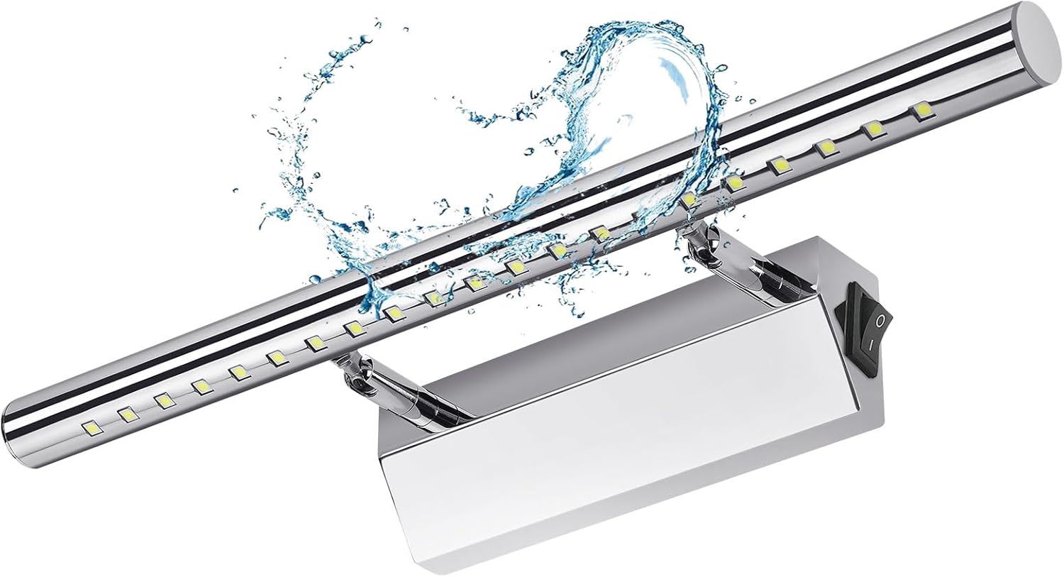 Kinkiet łazienkowy z włącznikiem LED 5 W 40 cm Wodoodporna lampa ścienna IP44 obracana o 180° Oświetlenie Dekoracja Toaletka Światło białe