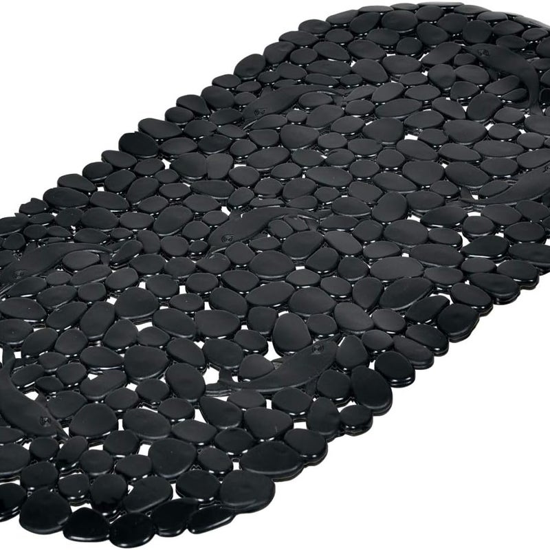 Mata łazienkowa antypoślizgowa z przyssawką, nowoczesny design, owalna, 65 x 35 cm (czarna)