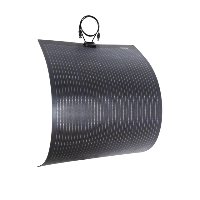 Painel solar flexível 150W 12V preto + cabo de extensão exterior de 5 metros ideal para caravanas, autocaravanas e campismo