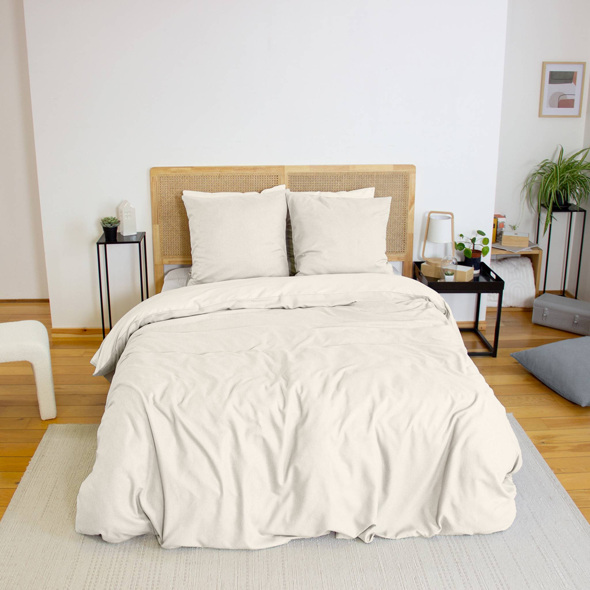 Juego de funda nórdica reversible de plazas, Espiga, Crema