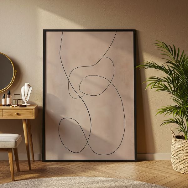 DekoArte – Quadro camera da letto astratto minimalista 50x70 cm | Quadro con cornice in legno nero | Stile minimal | Fatti in Spagna | Leroy Merlin