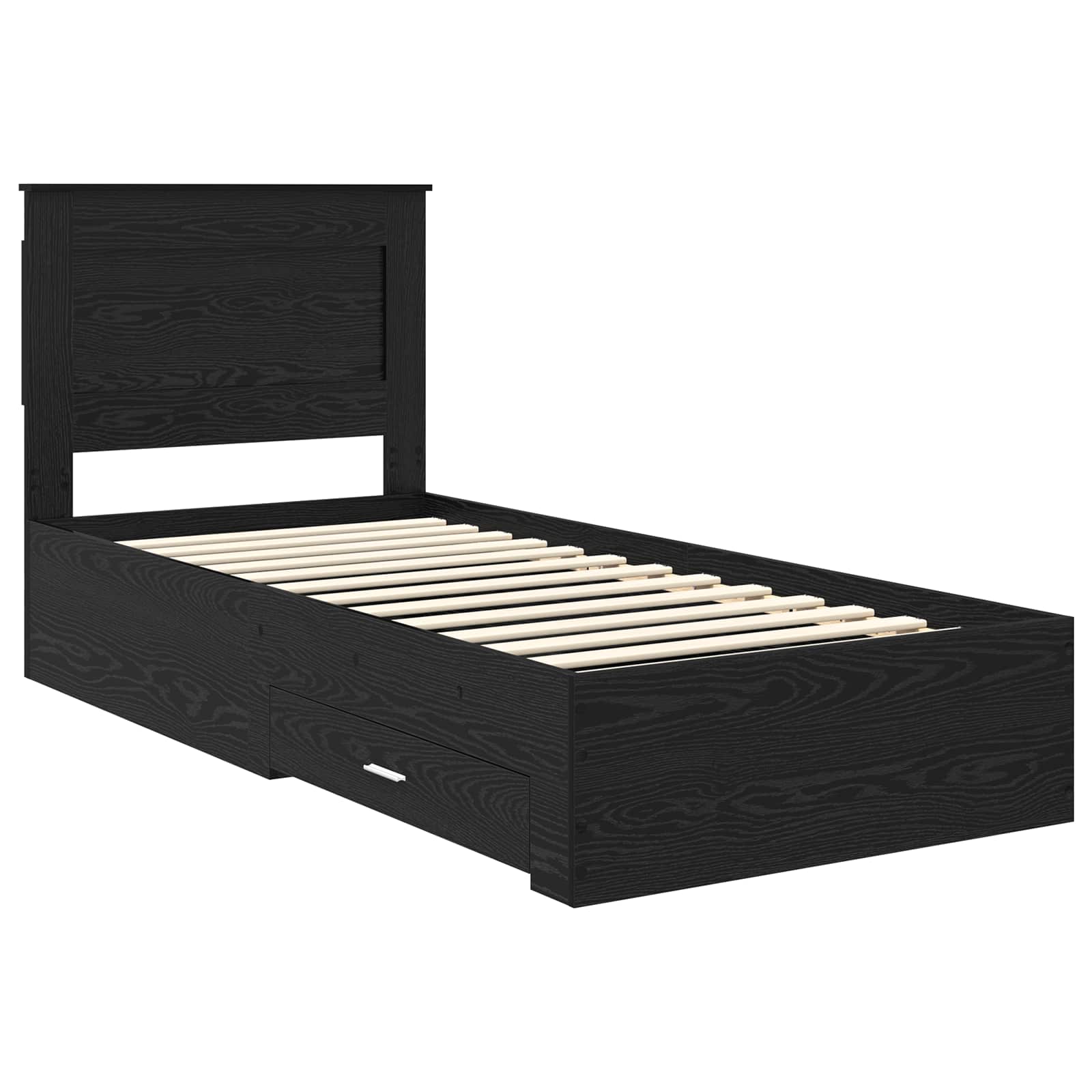Cadre de lit chêne noir 90 x 190 cm en panneau de bois - 4