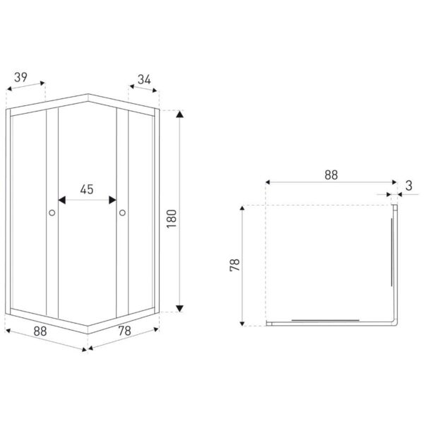 Kabina prysznicowa Olga SQ 90x80 Solo KERRA - Leroy Merlin