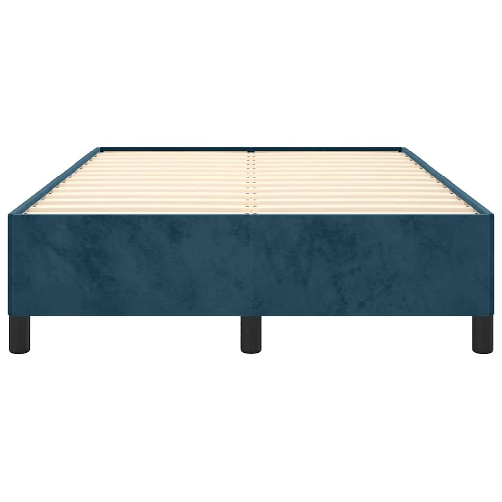 Cadre de lit sans matelas bleu foncé 120 x 200 cm en velours - 5