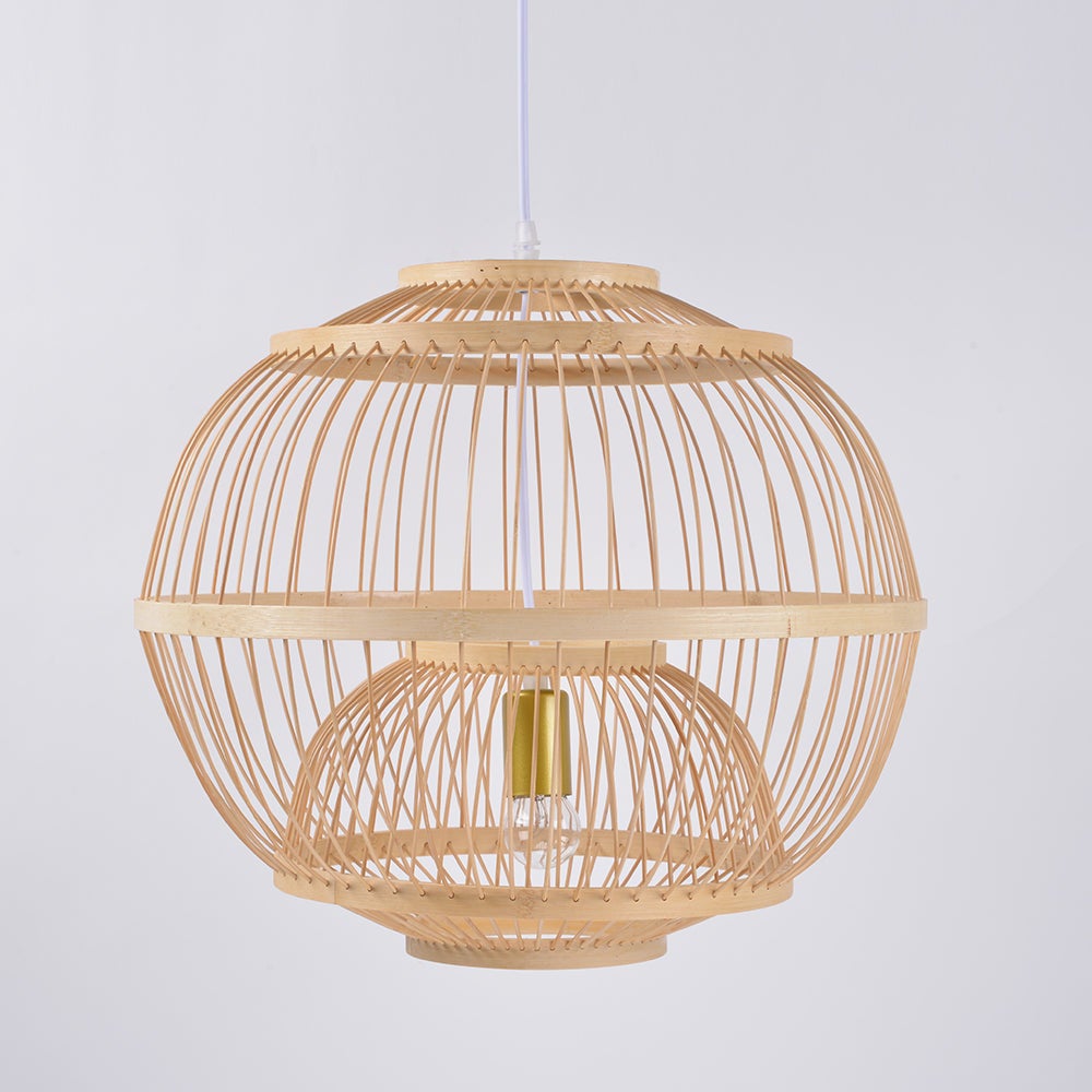 Suspension en bambou Ligting Globe Shade Plafonnier E27 Sigle pour Restaurant Maison 1 Lumière D35 cm x H35 cm - 3