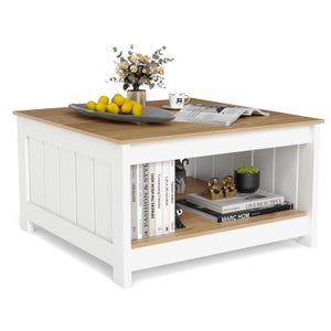 Tavolino Quadrato Furinno Homey - Legno Ingegnerizzato, Bianco - Foto 2