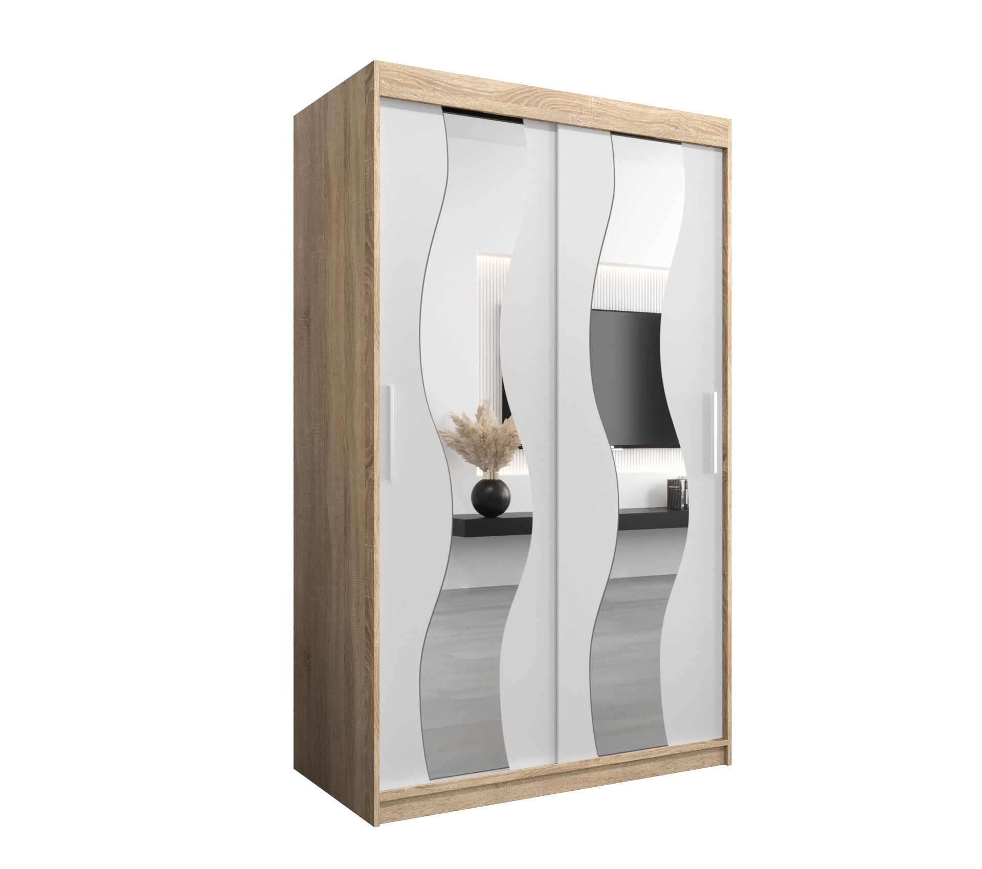 Szafa przesuwna garderoba SEWILLA 120 x 62 x 200 cm Sonoma + Biały - Abiks Meble