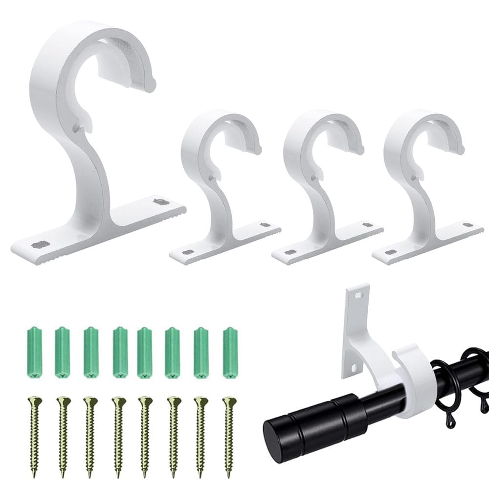 Staffe Regolabili Per Tende - Supporto Metallo Per Aste 23-28 Mm, Colore Bianco - Foto 5