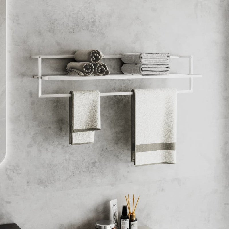 Portasciugamani Da Parete In Ferro Bianco – 95 X 25 X 22 Cm | Elegante E Risparmioso | Per Bagno