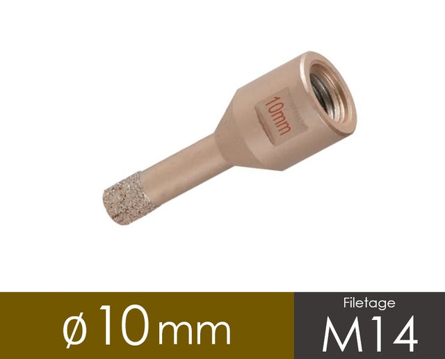 Trépan diamanté 10mm pour meuleuse avec filetage M14 - Usage professionnel
