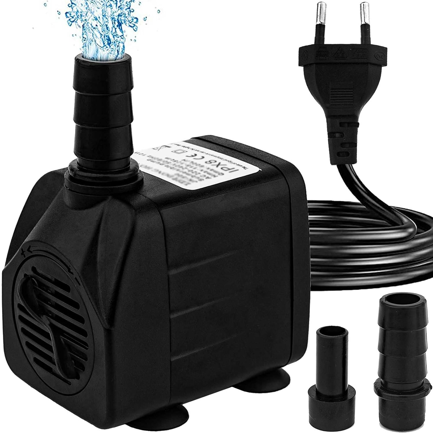 Miniaturowa pompa wodna (600 l/h, 10 W), ultracicha pompa akwariowa z wysokim kołem, pompa fontannowa z 1,5-metrowym przewodem zasilającym, 2 dys
