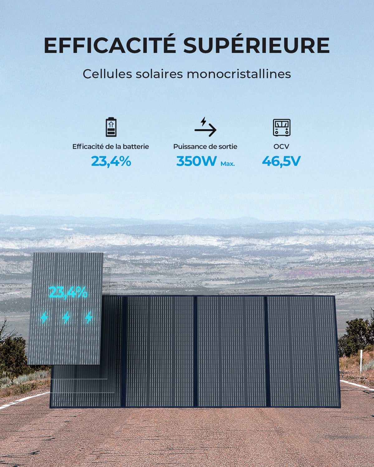 Panneau Solaire BLUETTI PV350,350WMonocristallin pour générateur AC200P/AC200MAX/AC300/EP500/EP500Pro,Pliable pour Camping-car,Voyage,Panne de Courant - 3