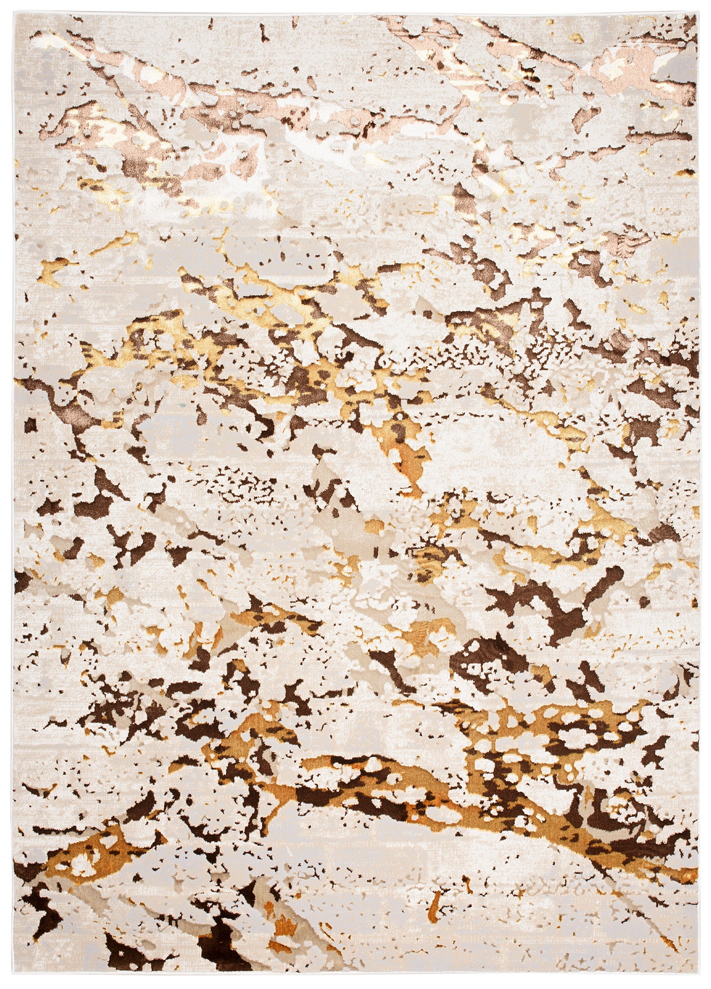 TAPISO Golden Tapis de Salon Moderne Marron Crème Or Beige Moucheté Motif Abstrait Doux Poil Court 160 x 230 cm - 2